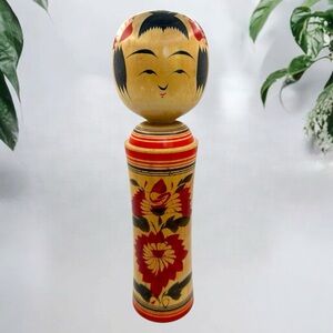 Vintage Naruko Kokeshi Doll Hand Painted Signed Japanese Wooden Folk Art